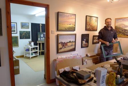 Chris in his Cilgerran art studio. Chris Chalk - Art Studio Cardigan 01239 615865