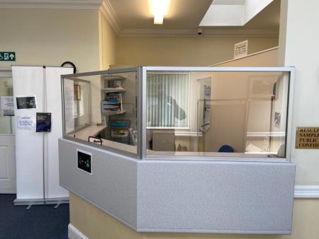 medical practice - protective screen AFTSL - Aluminium Frame and Tooling Solutions Ltd Telford 01952 216890