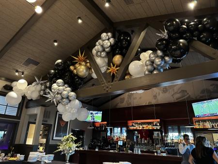  we had a customer saying they wanted balloons up in the rafters of this restaurant perry’s in novato. this is what we created for them. Balloon Specialties Santa Rosa (415)858-4427