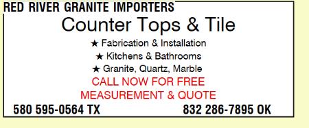 Call Now for Free Measure and Quote. Red River Granite Importers Oklahoma City (580)595-0564