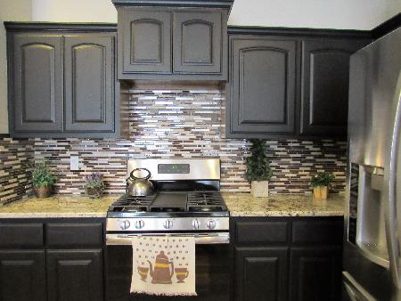 Granite Kitchen Counter Tops in Exotic Chateau With Mosaic Stone, Glass and Metal Tile. Red River Granite Importers Oklahoma City (580)595-0564