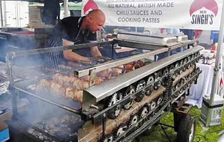 The Fabulous Barbecue Brazilian rotisserie hard at work cooking delicious meats The Fabulous Barbecue Wix 01304 670739