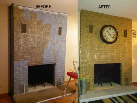 Before and After Fireplace P N R Painting Plus, Inc. Antioch (847)924-8048