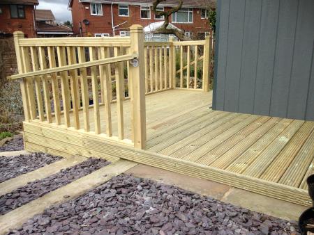 Raised decking area Moss Hall Home Services Bolton 07976 881576