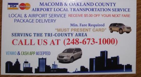 Macomb & Oakland County Airport Local Taxi Service Sterling Heights (248)673-1000