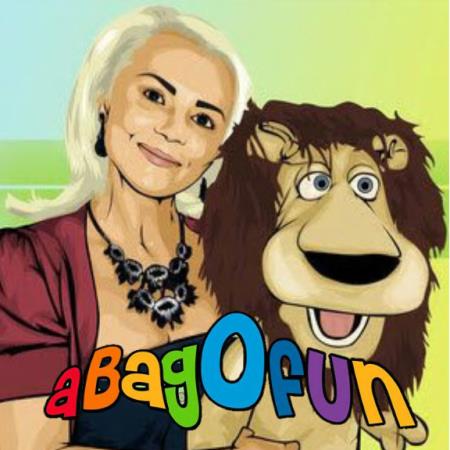 Delia and Brion the Cheeky Lion from Abagaofun Childrens Entertainment & Magic Team. The only all female childcare team in Staffordshire & West Mids. Abagofun Entertainments Alrewas 07891 722985