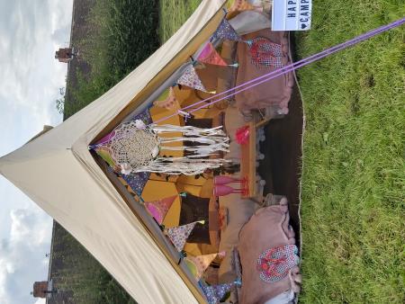 our new boutique bell tent decorated in our funky festival theme ?? Sleepover Teepee Adventures Liversedge 07838 225370