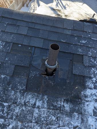 animal damage pipe flashing replacement  Toronto Roof Repairs Inc | Roofing Company | Shingle Roof Repair | Roof Replacement Mississauga (416)247-2769