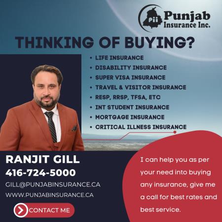 Ranjit Gill - Punjab Insurance Inc. Brampton (416)724-5000