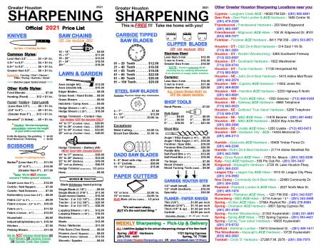 Greater Houston Sharpening @ Spring ACE Hardware - Spring, TX 77386 - (281)353-4421 | ShowMeLocal.com