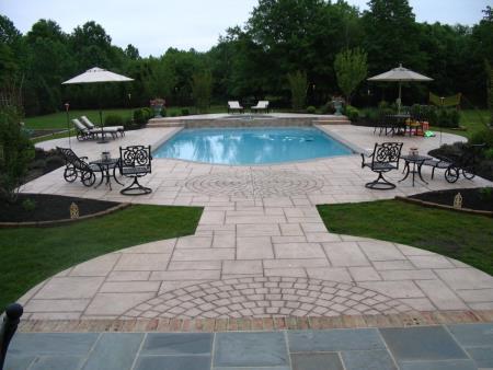 Architectural Concrete Design installment of stamped concrete for pool deck and patio Architectural Concrete Design Levittown (215)946-5039