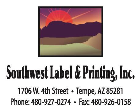 Southwest Label & Printing Tempe (480)927-0274