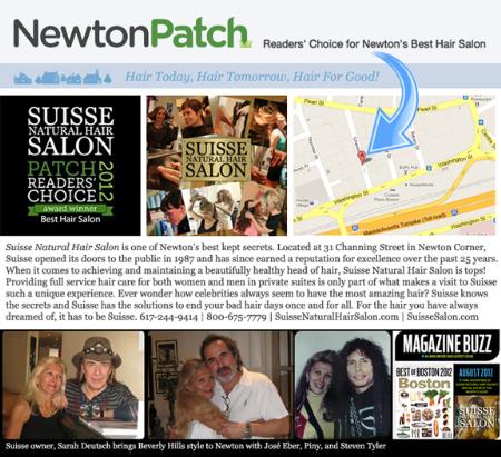 Boston's leading hair replacement and enhancement salon since 1987. Suisse Natural Hair Salon offers cutting edge hair integration and extension for women and men. Suisse Natural Hair Salon Newton (617)244-9414