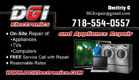 Dgi Electronics And Appliance Repair - Staten Island, NY 10314 - (718)554-0557 | ShowMeLocal.com