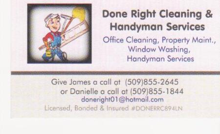 Done Right Cleaning & Handyman Services - Moses Lake, WA - (509)855-1844 | ShowMeLocal.com