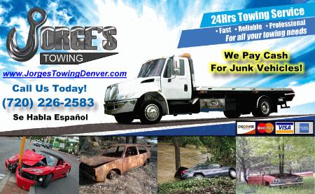 Cash for Junk Cars - 24 Hour Towing Service Jorge's Towing Denver (720)226-2583