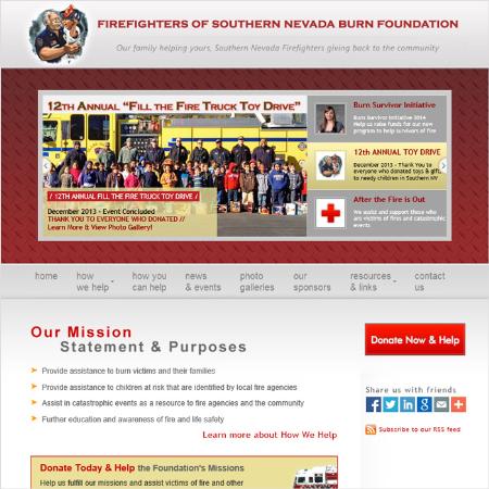 Firefighters of Southern Nevada Burn Foundation website homepage - Website created by Snelling Web Development Snelling Web Development Las Vegas (702)341-5358