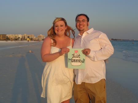 Just Married!  Just Married on Siesta Key Beach at sunset!<br>Siesta Key Beach (Sarasota, FL) is the #1 Beach in the USA (Travel Channel) Simple Seaside Ceremonies Venice (941)412-4114