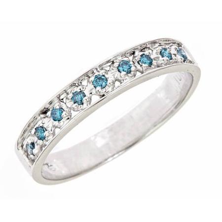 0.11ct Pave Set Blue Diamond Wedding Anniversary Band Ring 10K White Gold (0.11cttw)<br>http://goo.gl/k3AHz0 Teledector.Com Brooklyn (876)486-3351