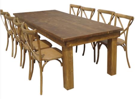 rustic vineyard table and cross back chairs :  Having A Party Ringwood (03) 9894 1311