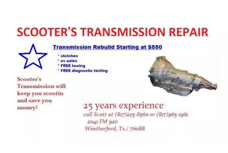 Scooters Transmission - Weatherford, TX 76088 - (817)225-8560 | ShowMeLocal.com