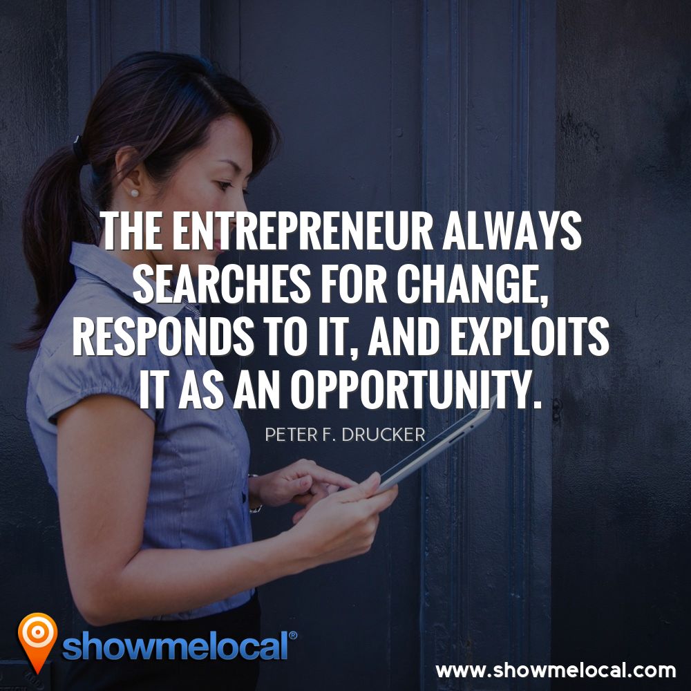 The entrepreneur always searches for change, responds to it, and exploits it as an opportunity. ~ Peter F. Drucker