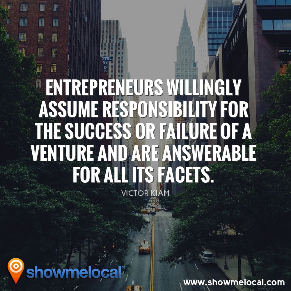 Entrepreneurs willingly assume responsibility for the success or failure of a venture and are answerable for all its facets. ~ Victor Kiam